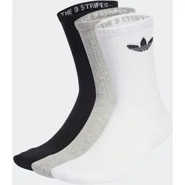 adidas Trefoil Cushion Crew Socken 3 Paar Weiß/Medium Grau Heather/Schwarz 37-39