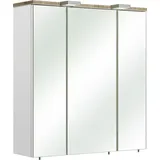 Saphir Spiegelschrank Quickset 931 Badschrank, 3 Spiegeltüren, 6 Einlegeböden, 65 cm breit inkl. LED-Beleuchtung, Türdämpfer, Schalter-/Steckdosenkombination weiß