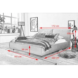 KAWOLA Bett HENRY Polsterbett Leder schwarz 140x200cm