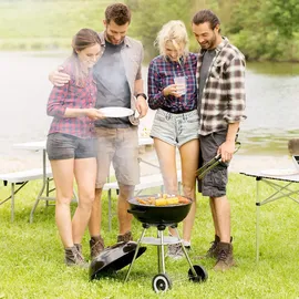 Tectake tectake® Kugelgrill, mit 2 Rädern, mit Ablage, Ø 41,5 cm