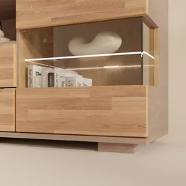 OTTO home Wohnwand VETRO: besteht aus 2 Vitrinen, 1 Lowboard & 1 Wandregal, Wohnzimmer., (4-St), Breite:280cm,Türen aus Massivholz mit Glaseinsätzen,Korpus aus Melamin braun