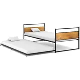 vidaXL Ausziehbett Schwarz Metall 90x200 cm