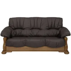 Hochwertiges Ledersofa in Braun und Eiche rustikal Made in Germany