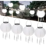 4Pcs Solar Lampions,LED Solar Lampions Garten Laterne,Lampions Außen Wetterfest Warmweiß,LED Lampion Solar Lichterkette Aussen,Solar Lampion Boho Style,Wasserdicht LED Solar Laterne Party Dekoration