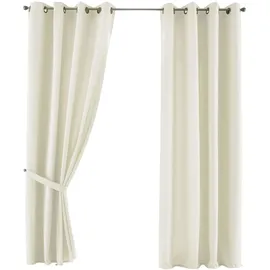 Gardinenbox 2er Set Vorhänge Blickdicht Gardinen Matt Lichtdurchlässig »Palermo« mit Ösen und Raffhalter Dekoschal HxB 145x140 cm Creme,