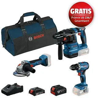 Bosch Professional AMPShare 18V Maschinen-Set 3-Tool-Kit  (18 V, 2 Akkus, 2 Ah - 4 Ah, 7 -tlg.)