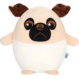 squishbrubies Max der Mops - 35 cm Kuscheltier - Superweiches Plüsch Stofftier Hund zum Kuscheln, Verschenken und Sammeln - Beige/Braun
