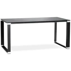 Kadima Design Computertisch Glas-Metall | 160 x 80 cm | Design Chromakzente Robust | Schwarz | Schreibtisch