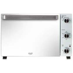 Adler AD 6027 Elektrobackofen 48L Mini Backofen Umluft Timer Drehspieß weiß