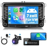 Hikity Android Autoradio 2G+64G Wireless Carplay Android Auto mit Navi für VW Autoradio blau