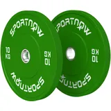Set Mit 2 X 10 Kg Schweren Gummigewichtsscheiben Mit 5 Cm (2 Zoll) Loch Für Kurzhanteln Und Langhanteln, Grün