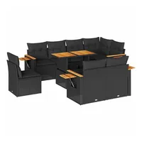 vidaXL Gartenlounge-Set 9-tlg. Loungeset schwarz