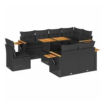 vidaXL Gartenlounge-Set 9-tlg. Loungeset schwarz