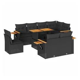 vidaXL Gartenlounge-Set 9-tlg. Loungeset schwarz