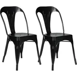Set aus 2 Stühlen leny Metall mattschwarz stapelbar roh Look Factory