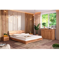 Natur24 Einzelbett Bett Bento 16 Kernbuche massiv 90x220 mit Holzkopfteil und Holzbeinen braun