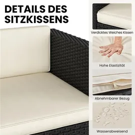 Yaheetech 5er-Loungeset Rattan schwarz/beige