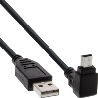 InLine USB 2.0 Mini-Kabel, Stecker A an Mini-B Stecker (5pol.) oben abgewinkelt 90°, schwarz, 0,5m