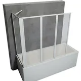 Schulte Home Schulte Duschabtrennung für Badewanne Smart, 3-teilig mit Seitenwand, 3 mm Sicherheitglas (ESG) Klar hell, Faltwand: 129 x 121 cm, Seitenwand geei... - Weiß