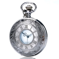 Sevinora Taschenuhr mit Kette Edelstahl Antike in Silber Vintage-Stil Quarz Uhr und römischen Ziffern Geschenk für Herren Damen Opa Vater Männer