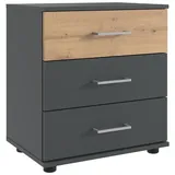 Lomadox Nachttisch TREVISO-43, Nachtschrank Betttisch Nachtkästchen Schrank 52 cm graphit schwarz