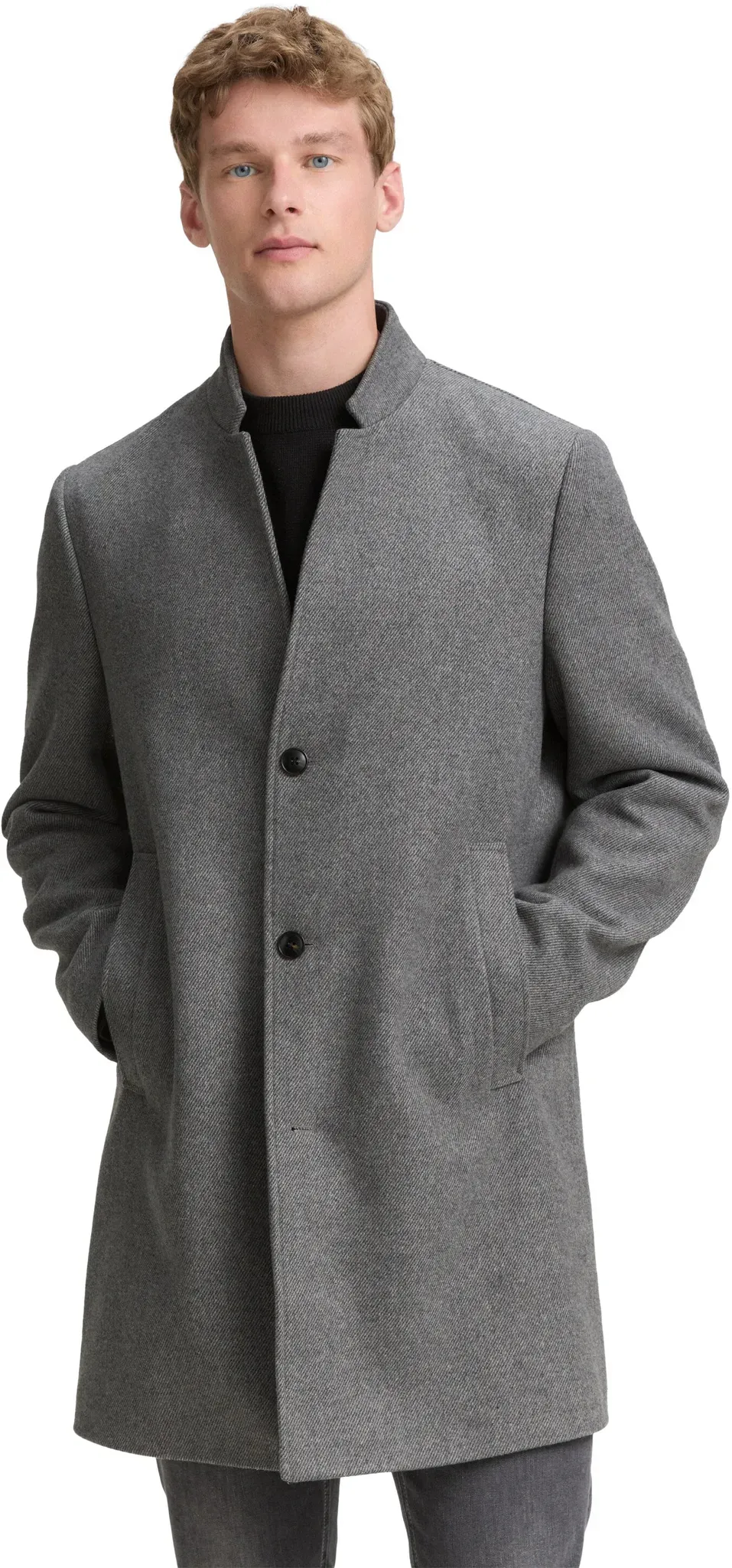 Wolljacke TOM TAILOR DENIM, Herren, Gr. XXL, beige (light stone grau wool twill), Web, Obermaterial: 75% Polyester, 22% Wolle, 1% Polyacryl, 1% Viskose, 1% sonstige Fasern. Futter: 100% Polyester, unifarben, regular fit ca. Mitte Oberschenkel, Jacken, mit Stehkragen