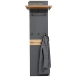 DIETER KNOLL Garderobenpaneel Eiche Bianco, Anthrazit, Holzwerkstoff, furniert, massiv, 45-60x187x28 cm, Made in Germany, Goldenes M, DGM-Klimapakt, Aufhängemöglichkeit, Hutablage, Kleiderstange, Garderobe, Garderobenpaneele, Garderobenpaneele