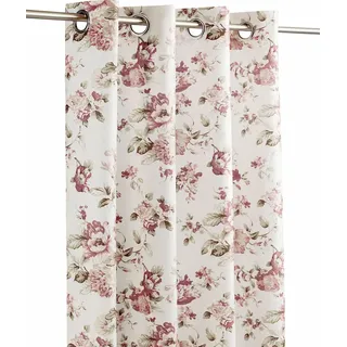 LANDKING® Ösenschal Rosamunde, Gardine, Vorhang, Dekoschal, Blumen Rosen, blickdicht, 8 Ösen, 140 x 245 cm, Landhaus, Romantik, Polyester, Farbe... - Weiß