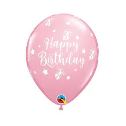 Ballon 28 cm 6 Stück - Happy Birthday pink