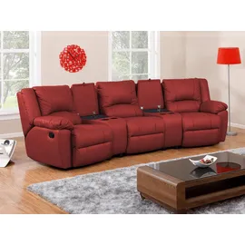 vente-unique Relaxsofa 3-Sitzer - Leder - Rot - AROMA