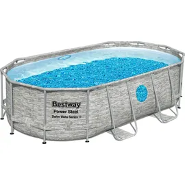 BESTWAY Power Steel Swim Vista Series Set 427 x 250 x 100 cm steinwandoptik inkl. Filterpumpe