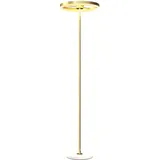 Homcom Stehlampe LED Wohnzimmer Dimmbar Stehleuchte mit 3 Lichtfarben, Fußschalter, Standleuchte mit Metallständer, Acrylschirm für Schlafzimmer, Büro Gold