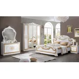 Interdesign24 Schlafzimmer-Set Paola, (im klassischen Barock Stil, 6-Teilig), in Weiß/Gold Hochglanz