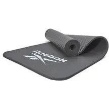 Reebok Yogamatte Trainingsmatte, Tragegurt, schwarz 1 cm stark, rutschfester Synthetikkautschuk, 183 x 61 cm