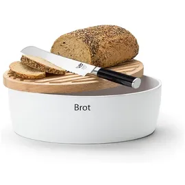 Continenta Brottopf mit Holzdeckel oval 27 cm weiß