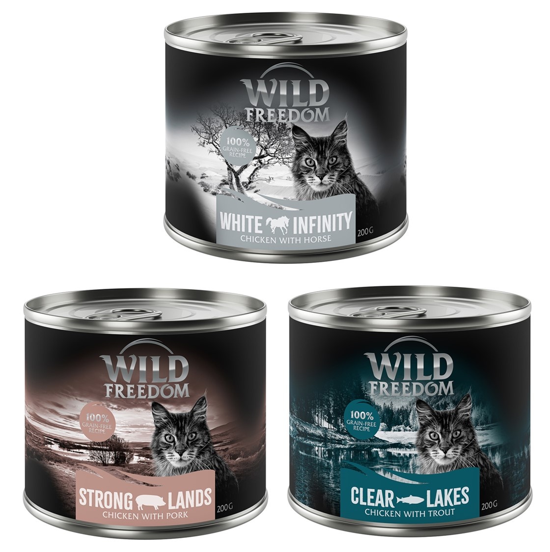 Probierpaket Wild Freedom Adult - 6 x 200 g (2 x Forelle, 2 x Schwein, 2 x Pferd)