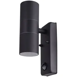 Außen Wand Lampe UP DOWN ALU Grundstück Strahler Leuchte Bewegungsmelder schwarz im Set inkl. LED Leuchtmittel