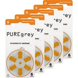 PUREgrey Hörgerätebatterien Typ 13-30 Stück Hörgeräte Batterien konzipiert für höchste Leistung – Pack mit 5 Blistern à 6 Hörgerätebatterien – PR48 Farbcode orange 1,45 Volt