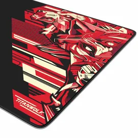 Titanwolf Gaming Mauspad XXL, glattes Stoffgewebe, Speed Mousepad 900 x 400mm große Fläche, Vector Rot