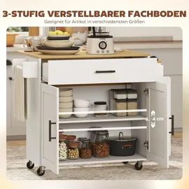 Homcom Kücheninsel Küchenwagen auf Rollen mit abklappbarer Arbeitsplatte, Ablage | Gr.: onesize