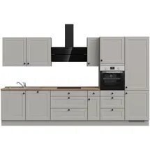 Nobilia Küchenleerblock Cascada, Grau, Eiche Metall, 7 Schubladen, nur wie online abgebildet bestellbar, 360 cm, Blauer Engel, Pefc, Goldenes M, Made in Germany, DGM-Klimapakt, seitenverkehrt erhältlich, vormontierter Korpus, Küchen, Küchenzeilen &