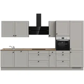 Nobilia Küchenleerblock Cascada, Grau, Eiche Metall, 7 Schubladen, nur wie online abgebildet bestellbar, 360 cm, Blauer Engel, Pefc, Goldenes M, Made in Germany, DGM-Klimapakt, seitenverkehrt erhältlich, vormontierter Korpus, Küchen, Küchenzeilen &