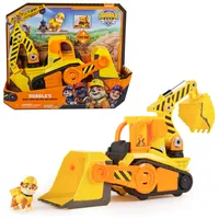 Paw Patrol Rubble & Crew - Großes Planierraupen-Baufahrzeug mit Licht- und Geräuscheffekten (Deluxe Fahrzeug) und Rubble-Figur, Spielzeug für Kinder ab 3 Jahren