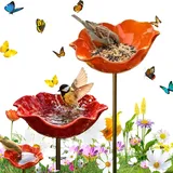 Blumen Gartenstecker VogelträNke, 2026 Neu Bienen TräNke Blume, 2/3 Stück VogelträNke Metall Futterstation Vögel Gartenstecker, Bienentränken Blume für Den Garten (2 Stück-B)