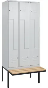 C+P Z-Spind Classic PLUS, Bank, 6 Fächer, 2120x900x815mm, 7035/7035 Verschluss Zylinderschloss Sitzbanktyp auskragend Material Sitzfläche Buche-Hartholz