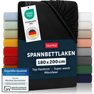 Blumtal Spannbettlaken Mikrofaser 180 x 200 cm schwarz