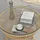 Outsunny Beistelltisch Rattan, Ø60 cm Couchtisch Gartentisch mit Tischplatte aus Hartglas