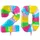 Pinata Zahl 20 bunt pastell