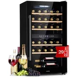 Klarstein Weinkühlschrank, Getränkekühlschrank, 2 Zonen Kühlschrank mit Glastür, Getränkekühlschränke Freistehend, Weinkühlschrank Klein, Weinkühlschränke mit UV-Schutz, 5-22 °C, 29 Flaschen