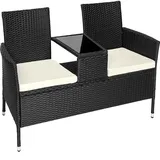 Tectake tectake® Rattan Gartensitzbank 2-Sitzer, UV-beständig, 131 x 59 x 82 cm